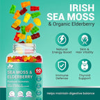 BIO VITALICA Irish Sea Moss Gummies with Elderberry – USA Made Vegan Gummies with Vitamin C, D & Zinc – Immune Support Supplement with Bladderwrack & Burdock Root for Adults & Kids – 5 Pack