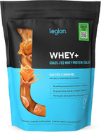 LEGION Whey+ Protein Whey Isolate from Grass Fed Cows (Salted Caramel, 60 Servings) - Whey Protein Isolate Powder Low Calorie, Non-GMO, Sugar Free, Lactose and Gluten Free, All Natural Protein Powder
