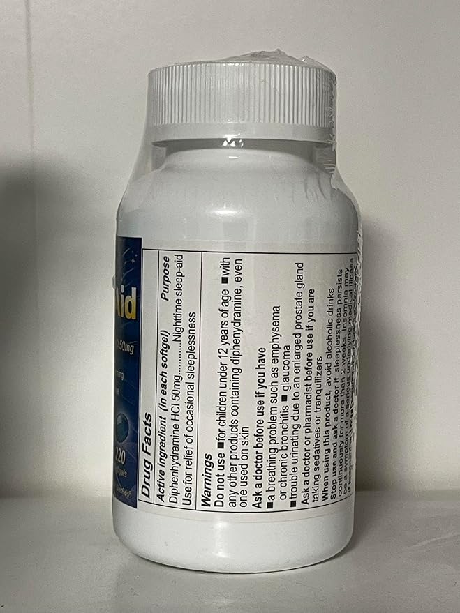 Sleep Aid, Diphenhydramine Softgels 50mg, Easy-to-Swallow, Supports Deeper Restful Sleeping, Non Habit-Forming (220 Counts | Pack of 2)