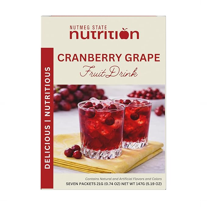 Nutmeg State Nutrition - High Protein Diet Fruit Drink - 15g Protein - Low Calorie - Low Carb - Low Sugar - Fat Free, 7 Servings Per Box (Cran Grape)