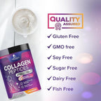 Collagen Peptides Powder - Hydrolyzed Type 1 & 3 Collagen Peptides 20g per Serving with Hyaluronic Acid & Biotin - Vital Nail, Skin & Joint Support - No Sugar, Unflavored, Bottled in USA - 28 Servings