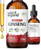 Wild & Organic Korean Red Ginseng Extract Drops - Immune Support - Panax Ginseng Supplement - Add to Tea Liquid Root Tincture - Vegan, Sugar & Alcohol-Free - 2 fl oz