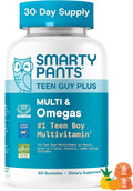 SmartyPants Teen Guy Plus Multi & Omegas Multivitamin Gummies with Omega 3 DHA/EPA, Vitamins D3, C, B12, B6, A, K, Zinc, Folate, Gluten Free, Clean Label, Pineapple Orange, 60 Gummies (30 Day Supply)