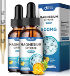 Magnesium Citrate Liquid Drops, Liquid Magnesium Supplement 500mg, Support Stress Relief, Sleep, Mood, Bones, Muscles, Relaxation, Vegan Natural Pineapple Flavor 4 Fl Oz