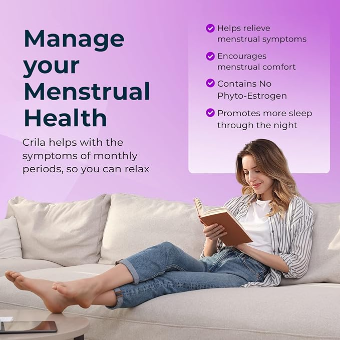 CRILA Estrogen Free, Fertility Ovarian Support and Uterine, Healthy Menstrual Cycle Regulation 2 Month Supply I Period Pills for Cramps, Menopause, PMS Relief | Ovarian Support Vitamins for Women