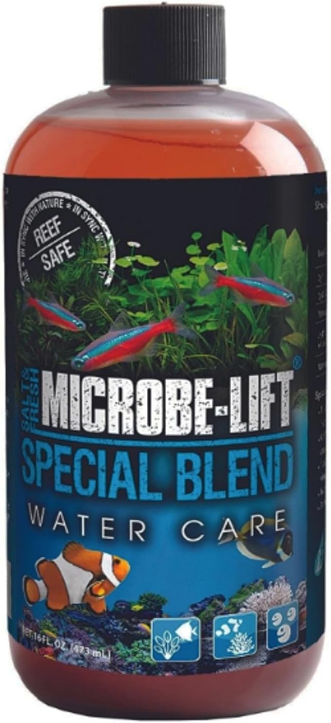 MICROBE-LIFT Special Blend Aquarium Treatment, Fish Tank Water Conditioner for Freshwater and Saltwater Tanks, Helps with Aquarium Algae Control and Odor, 16 Ounces (SBH16)