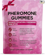 Pheromone Gummies for Women with Slippery Elm – Enhance Confidence & Attraction – Hormone Balance & Body Odor Support, Non-GMO, Gluten-Free, Vegan, Strawberry Flavor, 60 Gummies