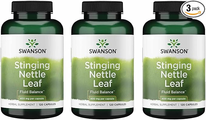 Swanson Stinging Nettle Leaf (Urtica Dioica) - Herbal Supplement Promoting Urinary Tract & Respiratory Health Support - May Support Healthy Fluid Balance - (120 Capsules) (3 Pack)