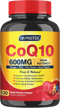 CoQ10 600 mg Softgels CoQ10 Supplement - CQ10 Coenzyme-Q10 with Omega 3 & PQQ & Vitamin E, CoQ10 400mg Softgels, 60 Servings