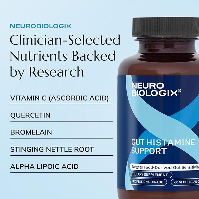 Neurobiologix Gut Histamine Support Supplement, Digestion & Immune Balance with Vitamin C, NAC, Bromelain & Quercetin, Supports Food-Derived Histamine Response for Men & Women, Vegetarian, 60 Capsules