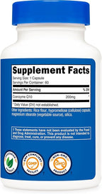 Nutricost CoQ10 200mg, 60 Vegetarian Capsules, 60 Servings - High Absorption, Vegetarian, Non-GMO, Coenzyme Q10