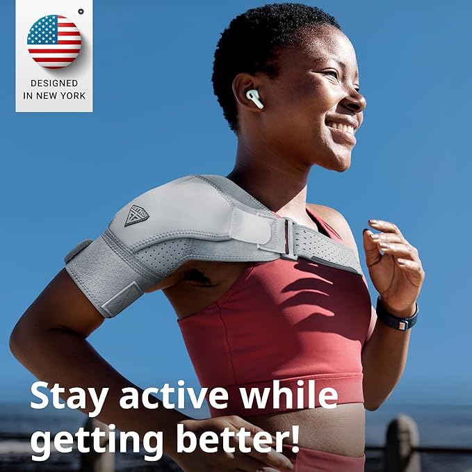 FIGHTECH Shoulder Brace for Torn Rotator Cuff for Men and Women - 2 Sizes - Support & Pain Relief (Gray, Small/Medium)