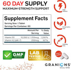 Granions Max Strength Vitamin D3 K2 Supplement - 250mcg (10,000 IU) D3 + 200mcg Vitamin K2 (MK-7) - Vitamins for Bone Health, Immune Support Supplements VIT K2D3-2 Month, 60 Tablets