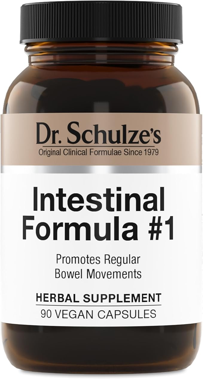 Dr. Schulze's Intestinal Formula #1 - Bowel Movement Supplement for Colon Health Support - Bloating & Constipation Aid - Intestinal Cleanse - All-Natural - Plant-Based - Vegan - 90 Count