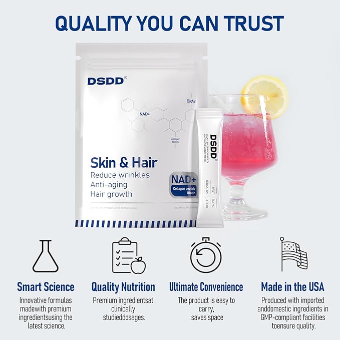 Biotin Supplement for Supports Healthy Hair, Skin & Nails, Hair Growth Vitamins for Women & Men with 1000mcg Biotin, 1000mg NAD+, Collagen, Sodium, Non-GMO & No Gluten 20 Servings