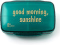 Cute Pill Organizer – Large Stylish Travel Case for Vitamins & Supplements in Green/Good Morning Sunshine