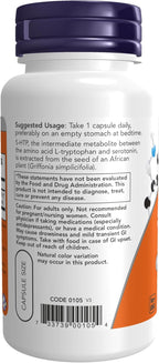 NOW Foods Supplements, 5-HTP (5-hydroxytryptophan) 100 mg, Neurotransmitter Support*, 60 Veg Capsules