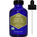 Organic, Neem Oil, for Plants, Skin, Hair, Dogs – 100% Pure, Neem Oil, by Zongle Therapeutics, 4 OZ