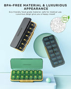 Am Pm Pill Organizer, Weekly Pill Box 2 Times A Day - Acedada 7 Day Pill Organizer with 7 Separate Containers, Portable Daily Medicine Dispenser Case for Vitamin, Fish Oils, Supplements, Stylish Blue