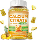Calcium Citrate Gummies - 1200mg Calcium Gummies Supplements for Women & Men with Vitamin D3, K2, Magnesium, Zinc High Absorption for Bone, Muscle & Immune Support, Pineapple Flavor, 60 Count