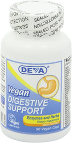 DEVA Vegan Vitamins Digestive Enzymes Plus Supplement - A Unique Blend of Enzymes & Herbs - 90 Capsules, 1-Pack