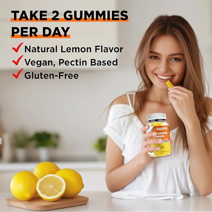 Potassium Gummies 1000mg, Maximize Absoption Blend with Vitamin B6 Magnesium, Potassium Citrate Supplement for Adults, Sugar Free, 60 Count