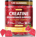 Creatine Gummies for Men & Women - Chewable Creatine Gummy with Taurine & Vitamin B12, 5g Creatine Monohydrate per Serving, 120 Gummies - Raspberry Flavor, Raspberry-Shaped