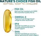 Omega 3 Fish Oil Supplements - 2400mg Fish Oil Per Serving - Triple Strength Omega-3 with Fatty Acids EPA & DHA - Natural Heart, Brain & Immune Support - Wild Caught, Bottled in USA - 120 Softgels