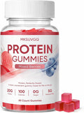 Protein Gummies,20g Protein Per Bottle, Sugar-Free, Mixed Berry Flavor, Low Calorie Vegan Protein Snack, Gluten & Soy Free, On-The-Go Nutrition,60 Gummies (red)