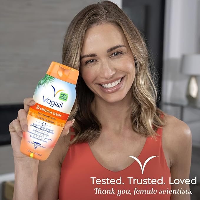 Vagisil Feminine Wash for Intimate Area Hygiene, Scentsitive Scents, pH Balanced and Gynecologist Tested, Citrus Paradise, 12 oz (Pack of 1)