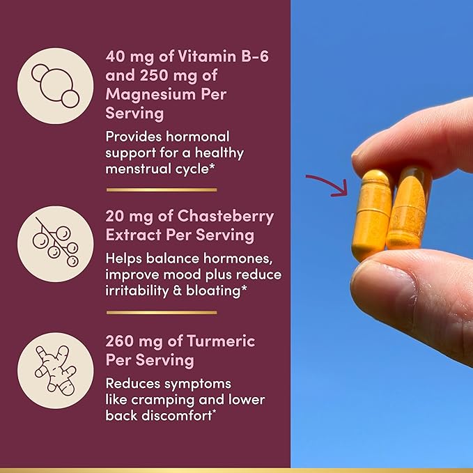 Nature's Bounty Optimal Solutions Advanced PMS Relief for Menstrual Cycle Support, PMS Support Supplement for Women, Bloating Relief – Chasteberry, Hormone-Free, 60 Vegetarian Capsules (Pack of 3)