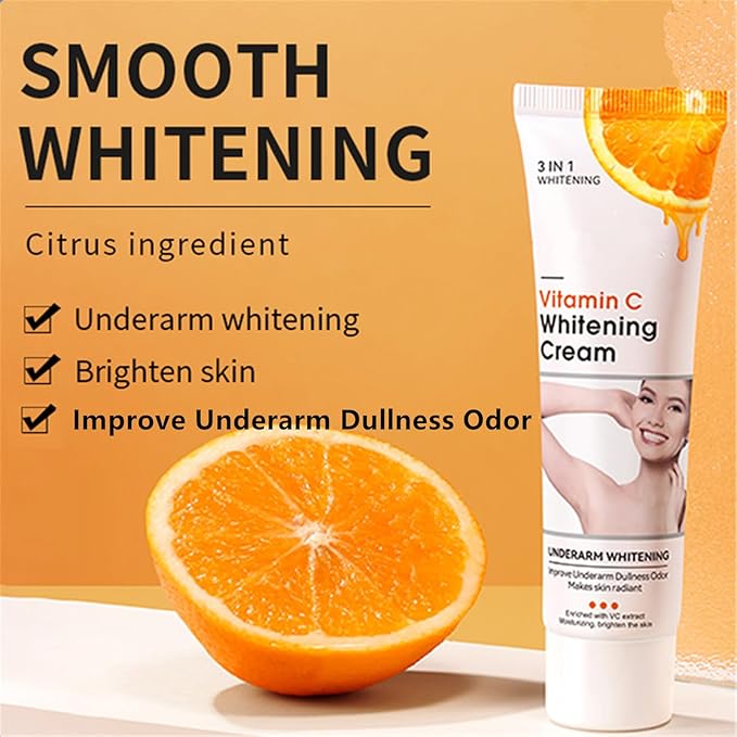 Vitamin C Skin Whitening Cream,Dark Spot Remover for Face,Skin Lightening Cream for Intimate Areas,Neck,Armpit,Elbow, Inner Thigh and Knees,Improve Underarm Dullness Odor