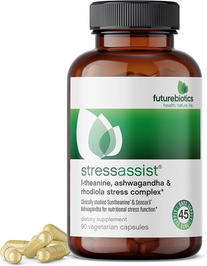 Futurebiotics Stressassist L-theanine Ashwagandha and Rhodiola Rosea Stress Complex - Natural Nutritional Stress Function, 90 Vegetarian Capsules