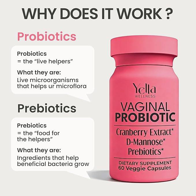 Vaginal Probiotics & Prebiotics for Women with Cranberry Extract | Supports Urinary Tract & PH Balance for Women | Probioticos Vajinal | Probiotics for Women's Vaginal Health- 60ct