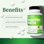 BioSchwartz Bariatric Biotin Chewable Tablets - 5500mcg Biotin per Serving - Green Apple Flavor, 3 Month Supply - Sugar-Free Hair Skin Nails Vitamins for Women for Post-Bariatric Care - 90 Servings