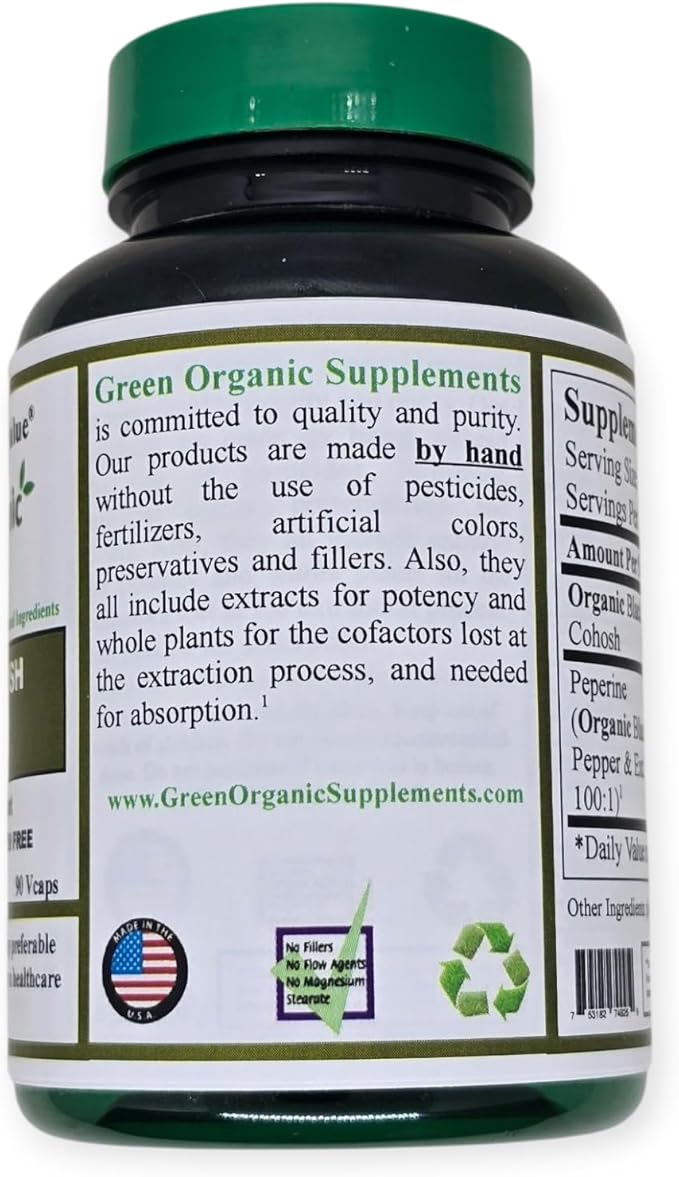 Green Organic Supplements Black Cohosh, 90 VCaps, High Absorbable, Non-GMO, Gluten-Free