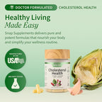 Snap Supplements Cholesterol Health - Artichoke, Milk Thistle, Garlic, and Berberine Supplement with Beta Sitosterol (95% Plant Sterols) for Digestive and Metabolic Support, 60 Capsules (30 Servings)
