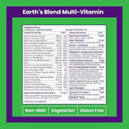 Paradise Herbs Earth's Blend Once Daily Multivitamin, No Iron, 48 Organic Superfoods, Probiotics, Antioxidants, Vitamins A, B12, C, D, K2, 30 Count