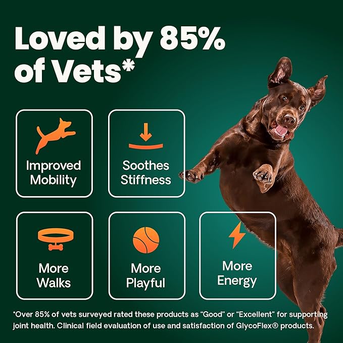 VetriScience Extra Strength Healthy Hip & Joint-Chews, GlycoFlex Glucosamine & Green-Lipped Mussel Joint Support Supplement for Small Breed Dogs,Soothe Joint Discomfort,Chicken 60 Count(Pack of 2)