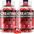 Creatine Monohydrate Gummies - Clean Creatine for Women Men for Muscle Strength, Improving Endurance & Post Workout Recovery - Creatine Supplement - Raspberry Flavors (160 Gummies)