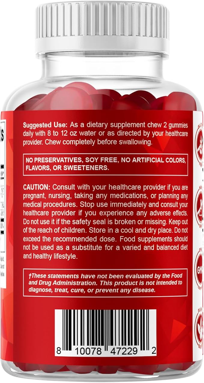Vitamatic Extra Strength Vitamin B12 5000 mcg (Methyl B12) Gummies - 120 Count - Energy Metabolism Support and Nervous System Health Support, Natural Cherry Flavored (1)