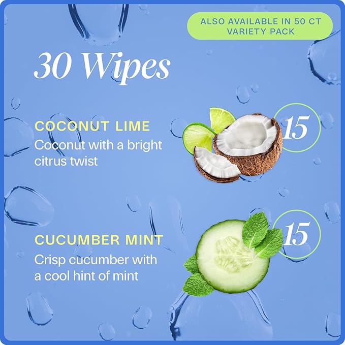 On-the-Go Armpit Cleansing Wipes – Individually Wrapped Underarm Cloths for Sweat & Odor – Biodegradable – Variety Scented Pack, 30 Count