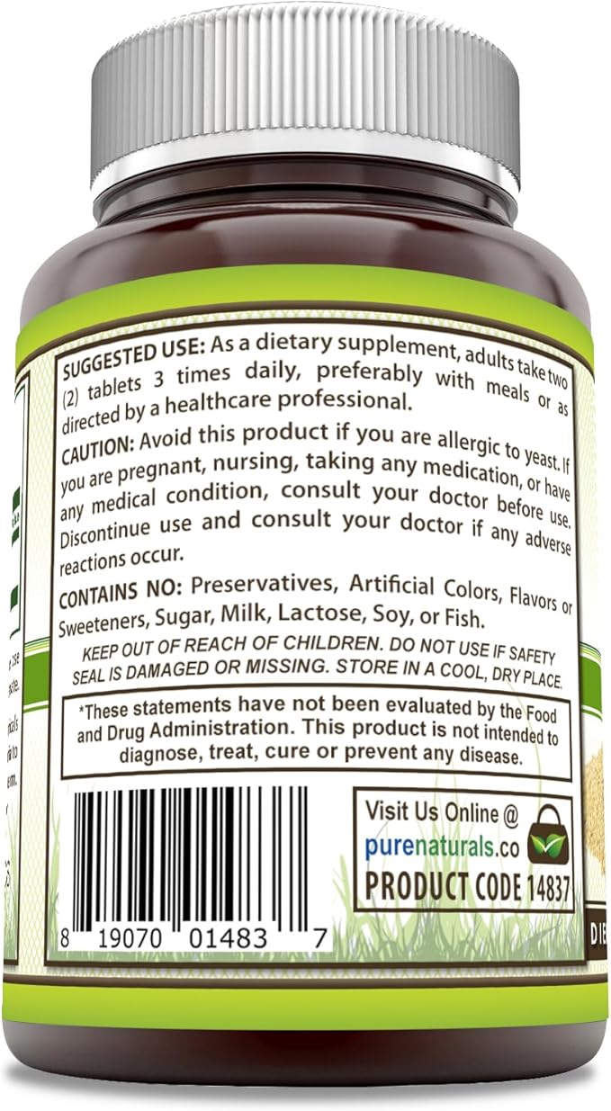 Pure Naturals Brewer's Yeast Supplement | 1500 Mg per Serving | 240 Tablets | Non-GMO | Gluten-Free | Made in USA
