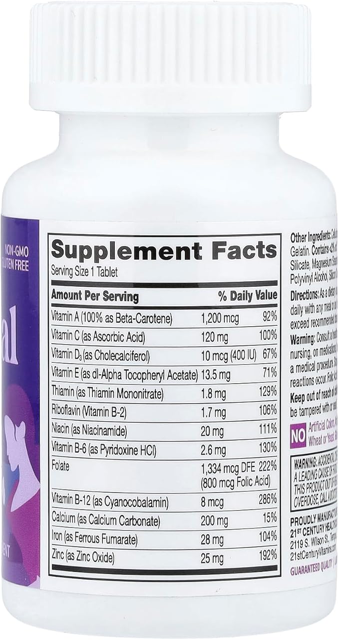 21st Century Vitamins PreNatal Multivitamin Tabs, 60 ct