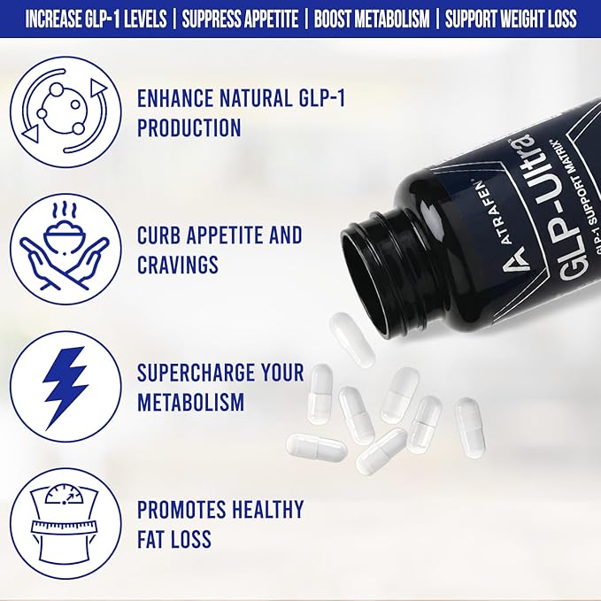 Atrafen GLP Ultra GLP-1 Activator Diet & Weight Loss Supplement Fat Burner, Appetite Suppressant & Metabolism Support 60 Capsules