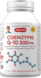 ANDREW LESSMAN Coenzyme Q-10 300 mg 120 Capsules - Essential for Energy Production and Optimum Key Organ Function, Anti-Oxidant Support, Depleted by Aging, Plus B-Complex. Easy to Swallow Capsules