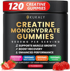 Creatine Monohydrate Gummies for Men & Women, 9000MG Creatine Gummies Sugar Free with L-Taurine, BCAA 2:1, B12 B6 for Boost Strength, Focus & Endurance, Vegan, Non-GMO, Strawberry, 120pcs