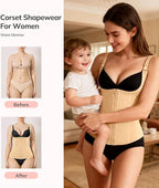 LODAY Waist Trainer Corset for Women Tummy Control Sport Workout Body Shaper Black