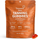 Savanna Skin Tanning Gummies, with Vitamin C & E, Astaxanthin, Beta Carotene, Skin Radiance & Hydration for Natural Looking Glow, Bronzing, Non-GMO, Vegan & Sugar Free - 60 Count (1)