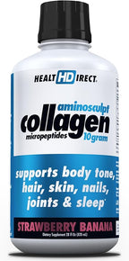 HEALTH DIRECT – AminoSculpt Liquid Collagen Micropeptides – 28 FL Oz – 28 Servings – 10 Grams of Premium Medical-Grade Liquid Collagen for Women – Strawberry Banana
